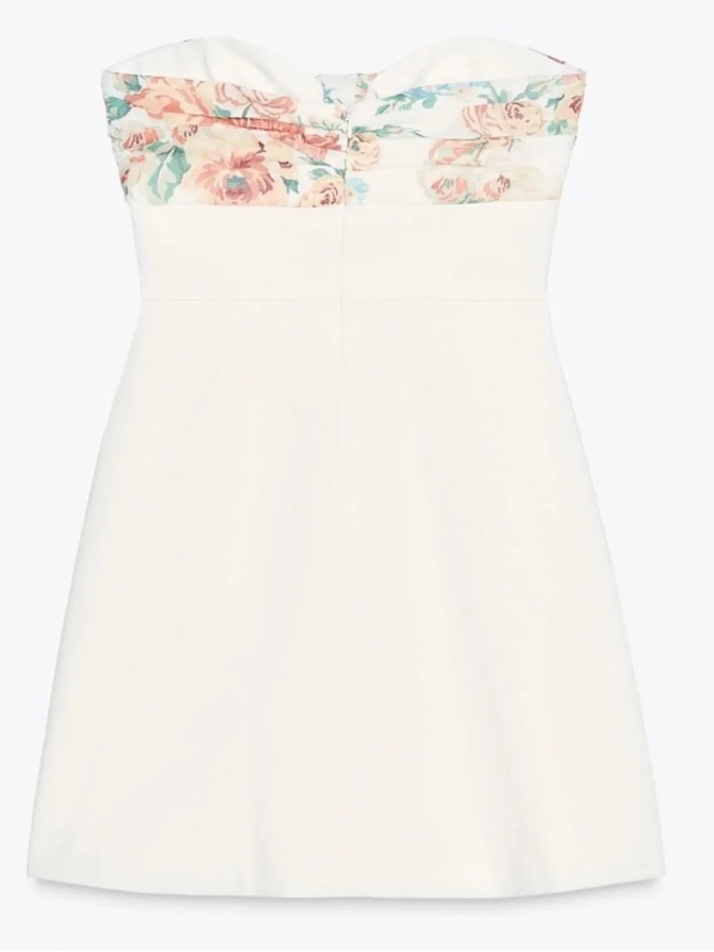 ZARA Strapless White Mini Dress with Floral Tie Bust - Picture 7 of 16